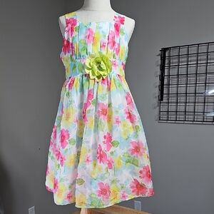 3 for $20 🌸 Bonnie Jean Floral Chiffon Party Dress with 3D Flower - Size 7